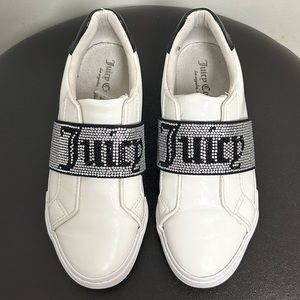 Juicy Couture Black White Cosmic Rhinestones Strap Slip On Man Made Sneakers 6 M